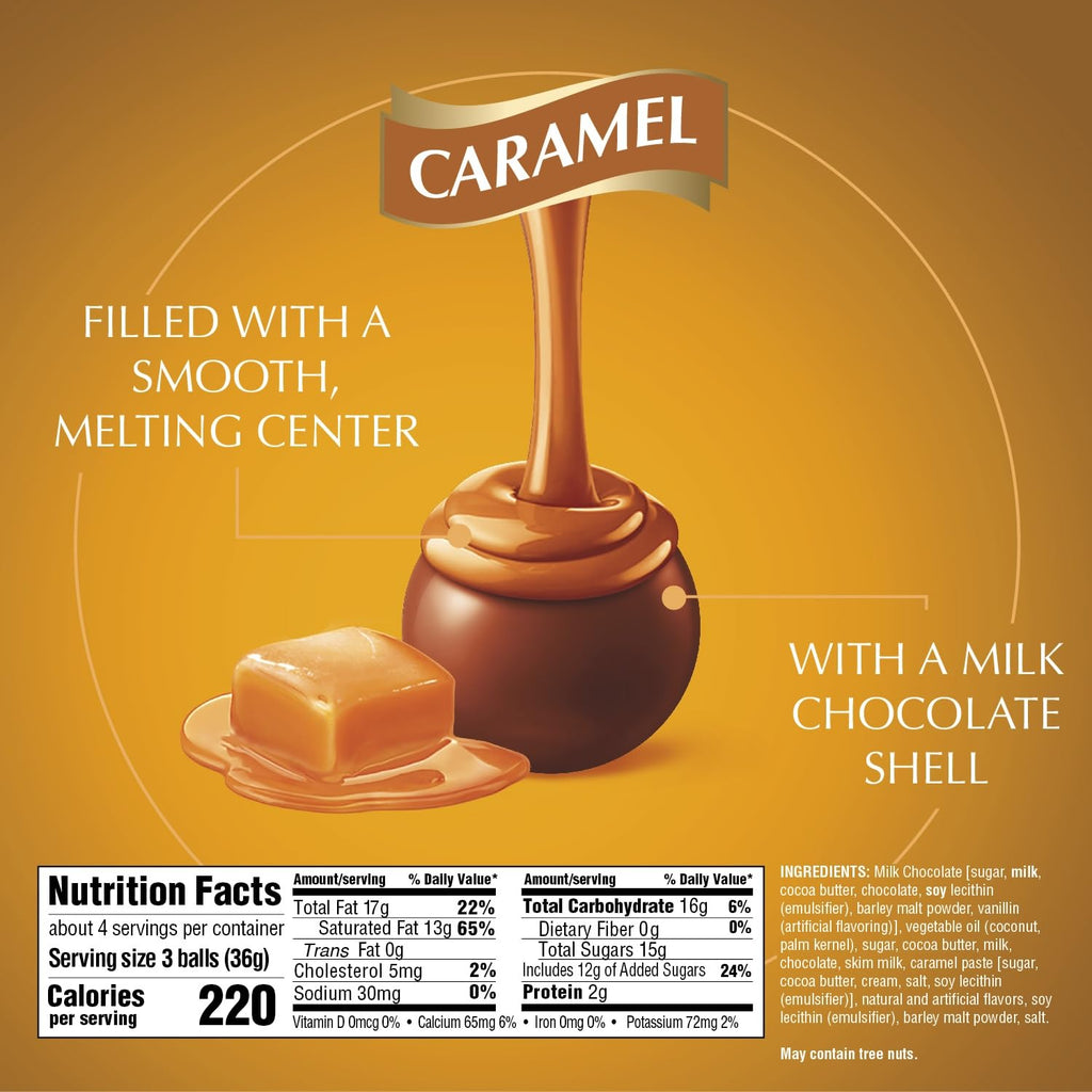 Lindt Lindor Milk Chocolate Caramel Truffles, Case of 6, 5.1 oz