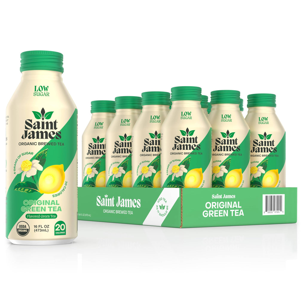 Saint James Organic Original Green Tea, Case of 12, 16 fl oz