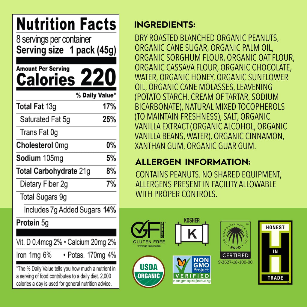 Once Again Organic Graham Chocolate Peanut Butter Sandwich Crackers, 12 Count, 1.59 Ounce Each