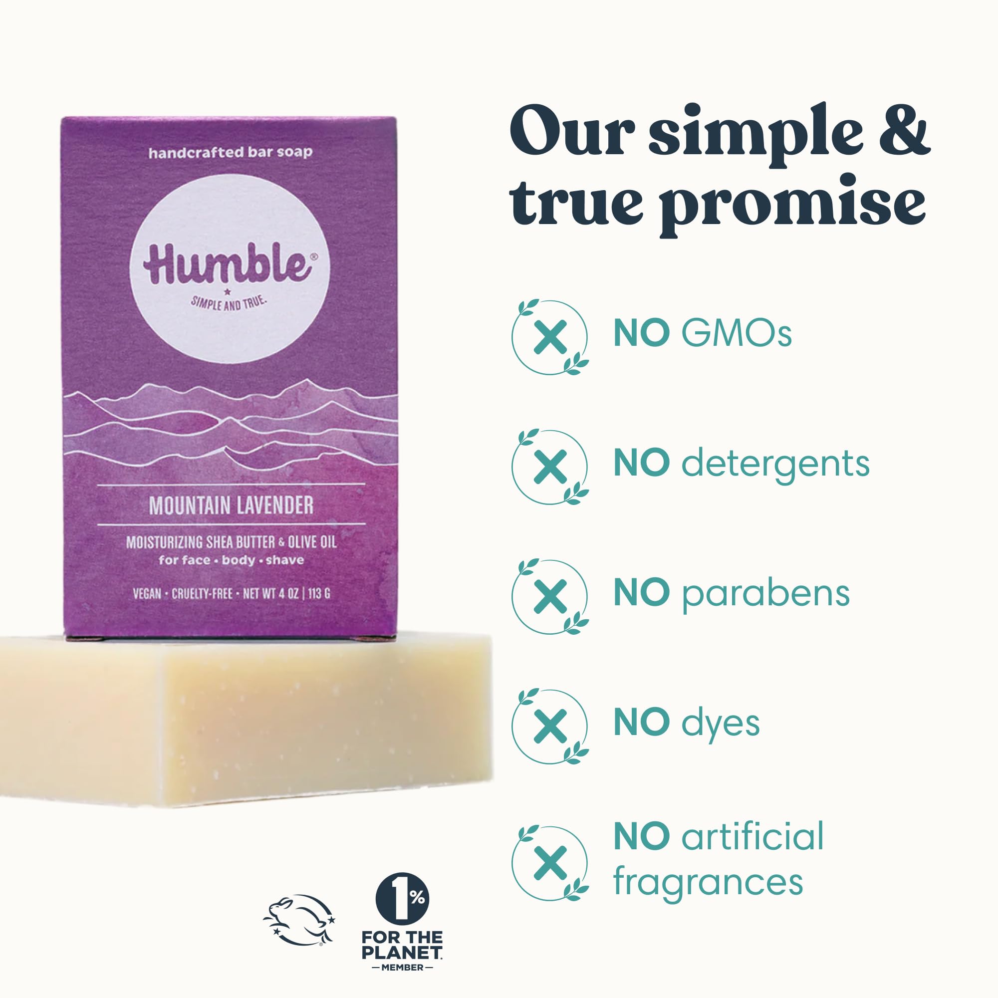 Humble Brands Mountain Lavender Moisturizing Bar Soap, 4 Ounce