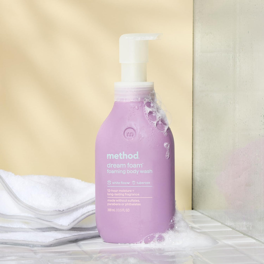 Method Dream Foam White Flower and Tuberose Foaming Body Wash, Case of 6, 13.5 Fluid Ounce Bottles
