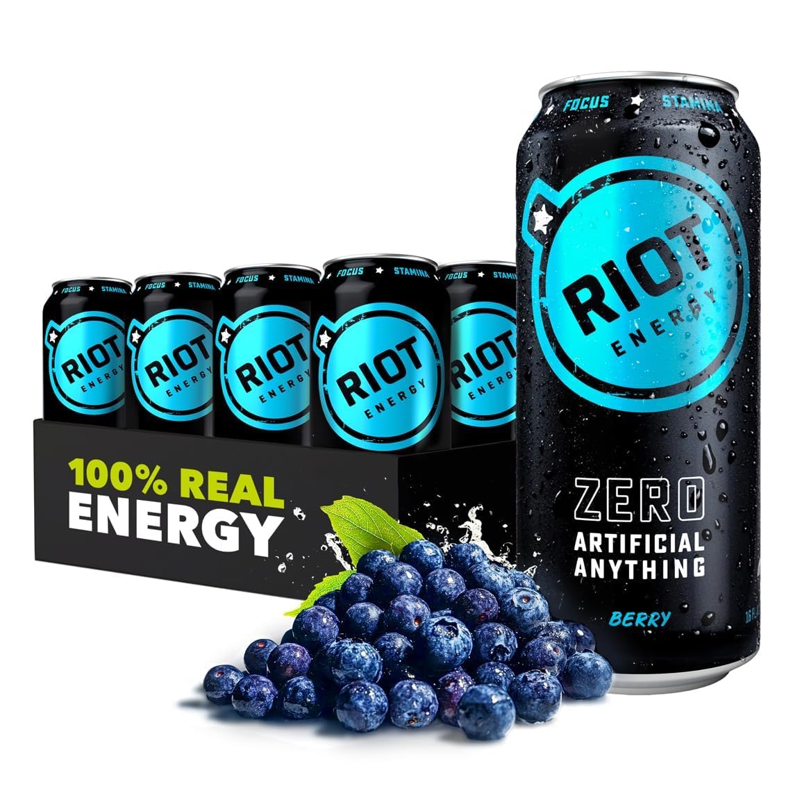 Riot Energy Berry Energy Drink, Case of 12, 16 Fluid Ounces