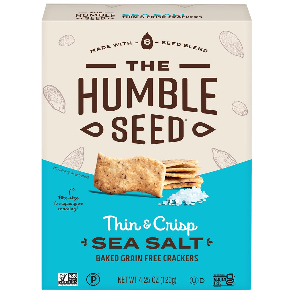 The Humble Seed Grain Free Sea Salt Crackers, Case of 6, 4.25 Ounces