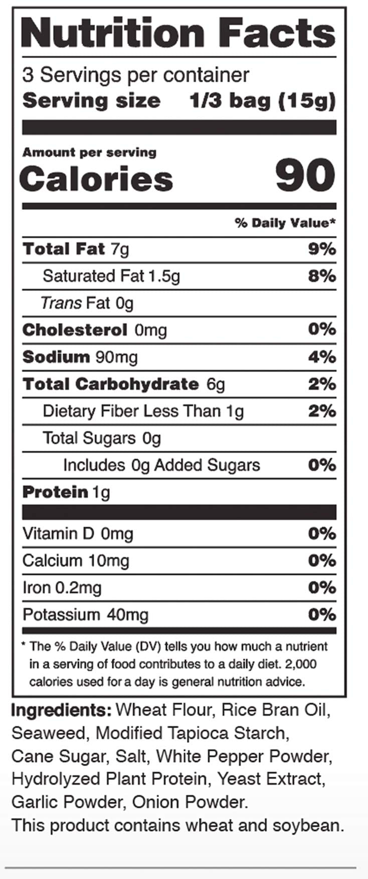 Nora Snacks Tempura Original Seaweed Snack, Case of 12, 1.41 Ounce Bags