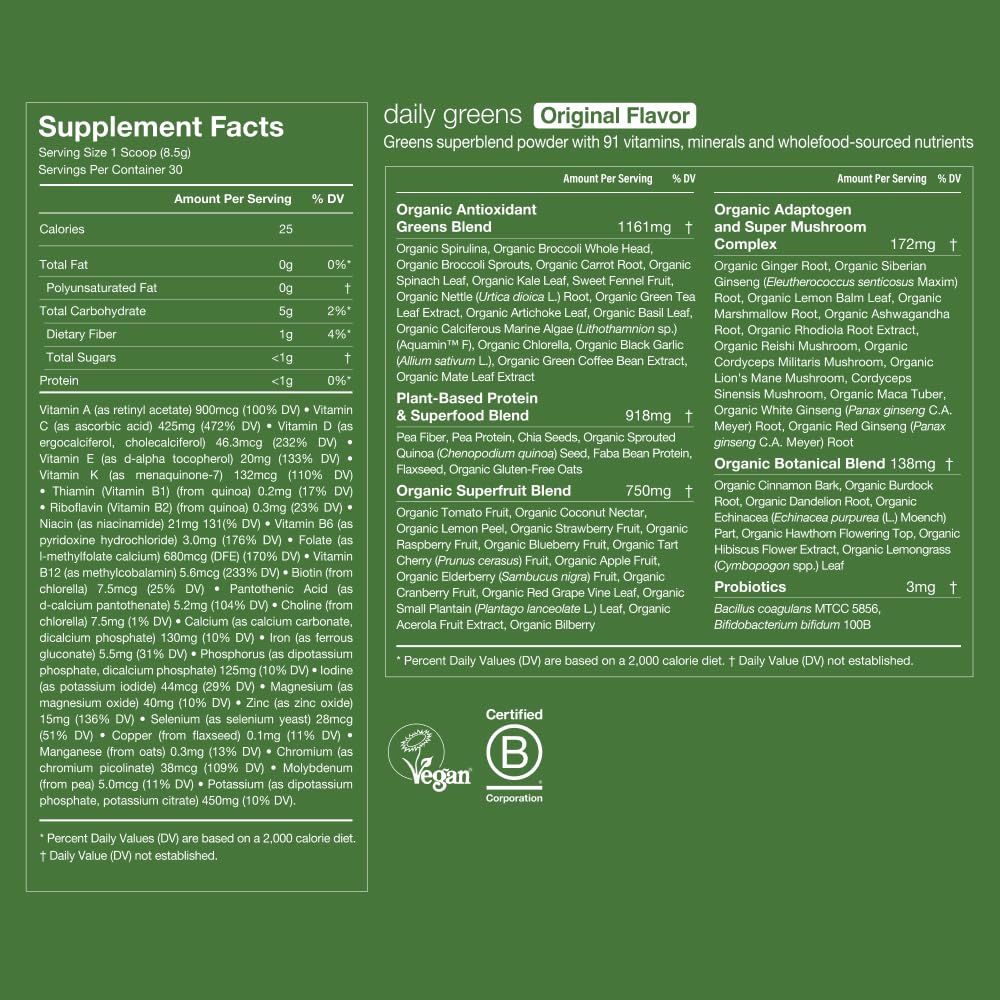 Huel Daily Greens Original Supplement, 9 Ounces