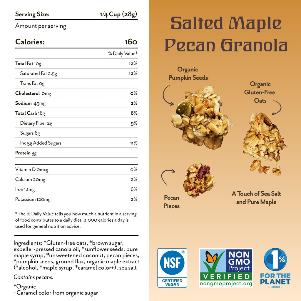 Michele's Granola Salted Maple Pecan Granola, Case of 6, 12 Ounce Bags