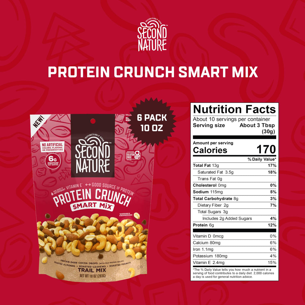 Second Nature Peanut Cocoa Protein Trail Mix, Case of 6, 10 Ounce Bags