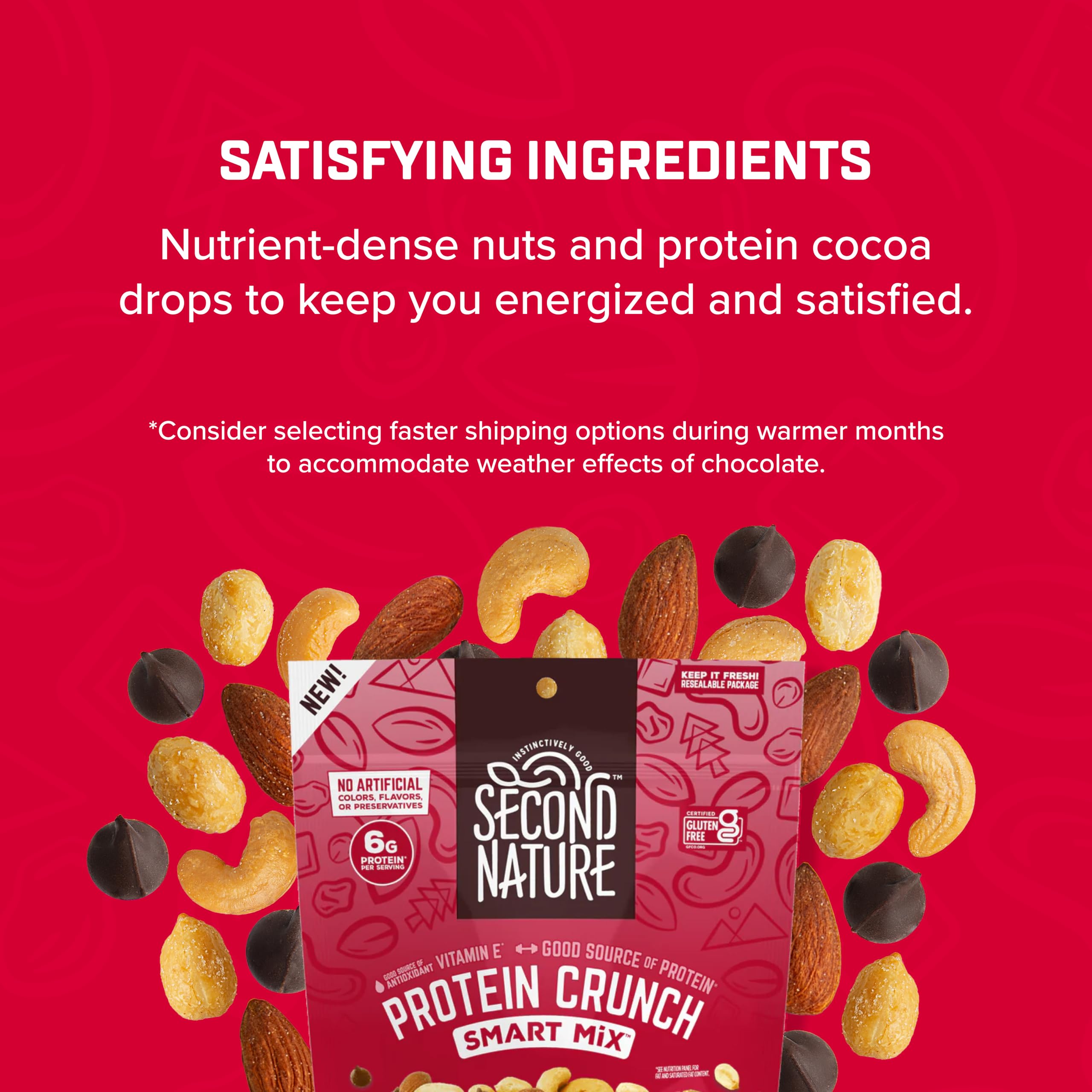 Second Nature Peanut Cocoa Protein Trail Mix, Case of 6, 10 Ounce Bags