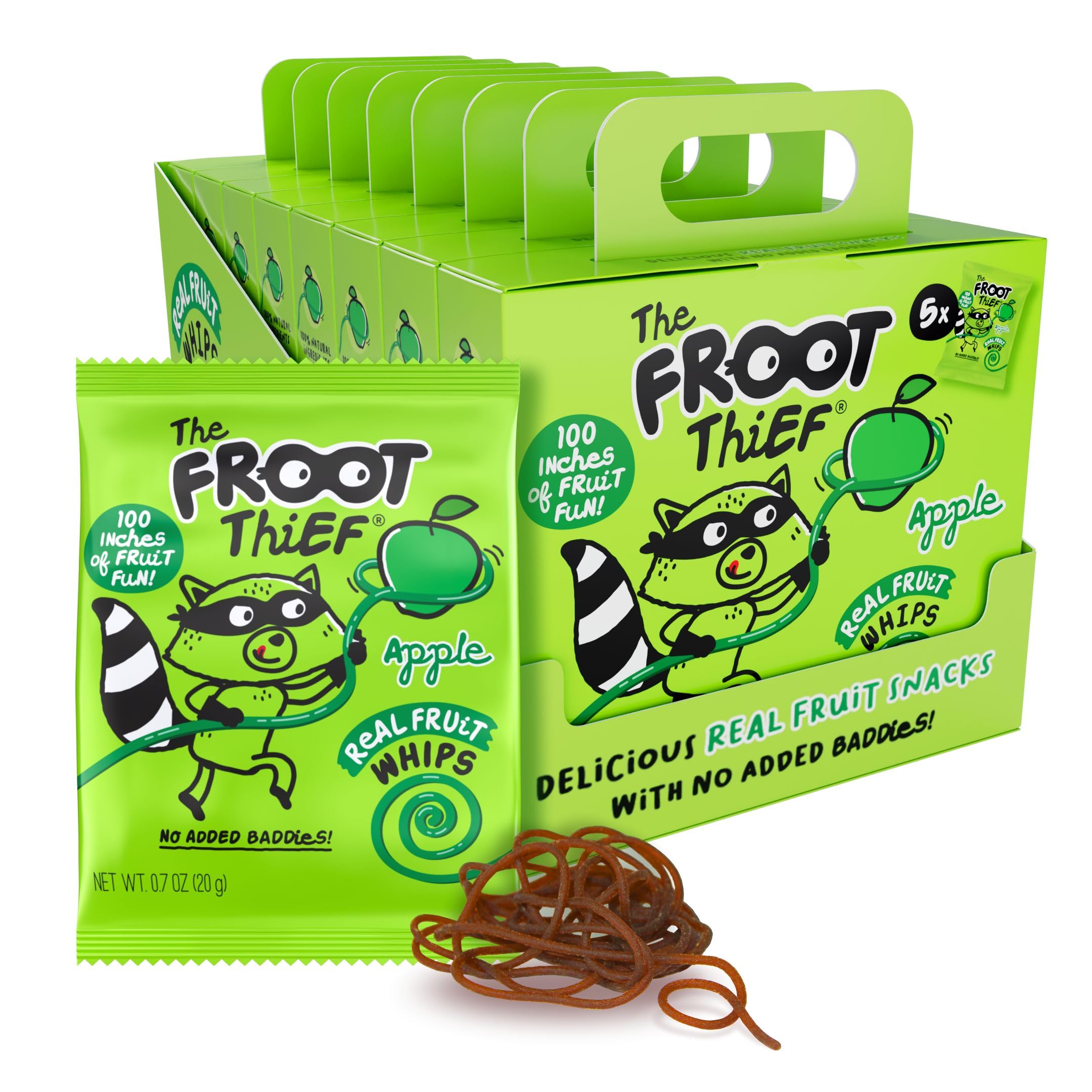 Froot Thief Apple Fruit Whips, 5 Count Packs, Case of 8
