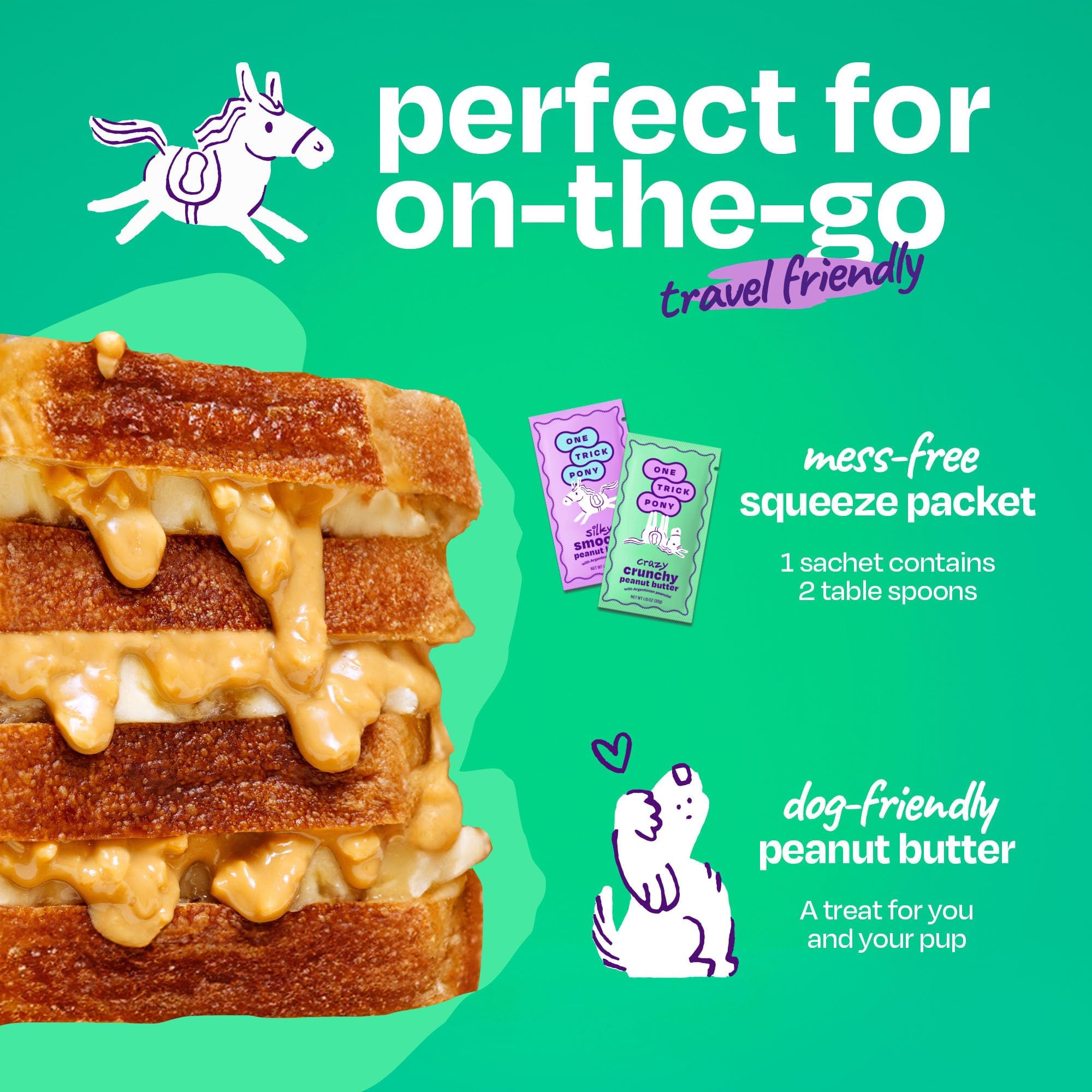 One Trick Pony Organic Crunchy Peanut Butter, Case of 4, 10 Count 1.15 Ounce Packs