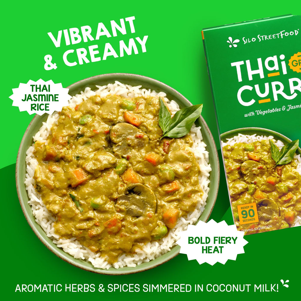 Silo Street Food Thai Green Curry with Jasmine Rice, Case of 9, 10.48 oz