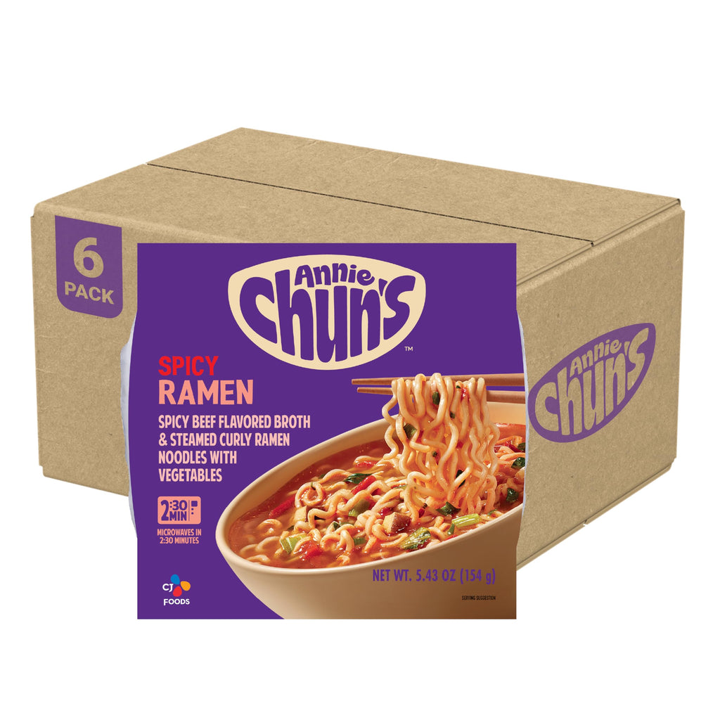 Annie Chun's Spicy Korean Ramen, Case of 6, 5.43 oz Bowls