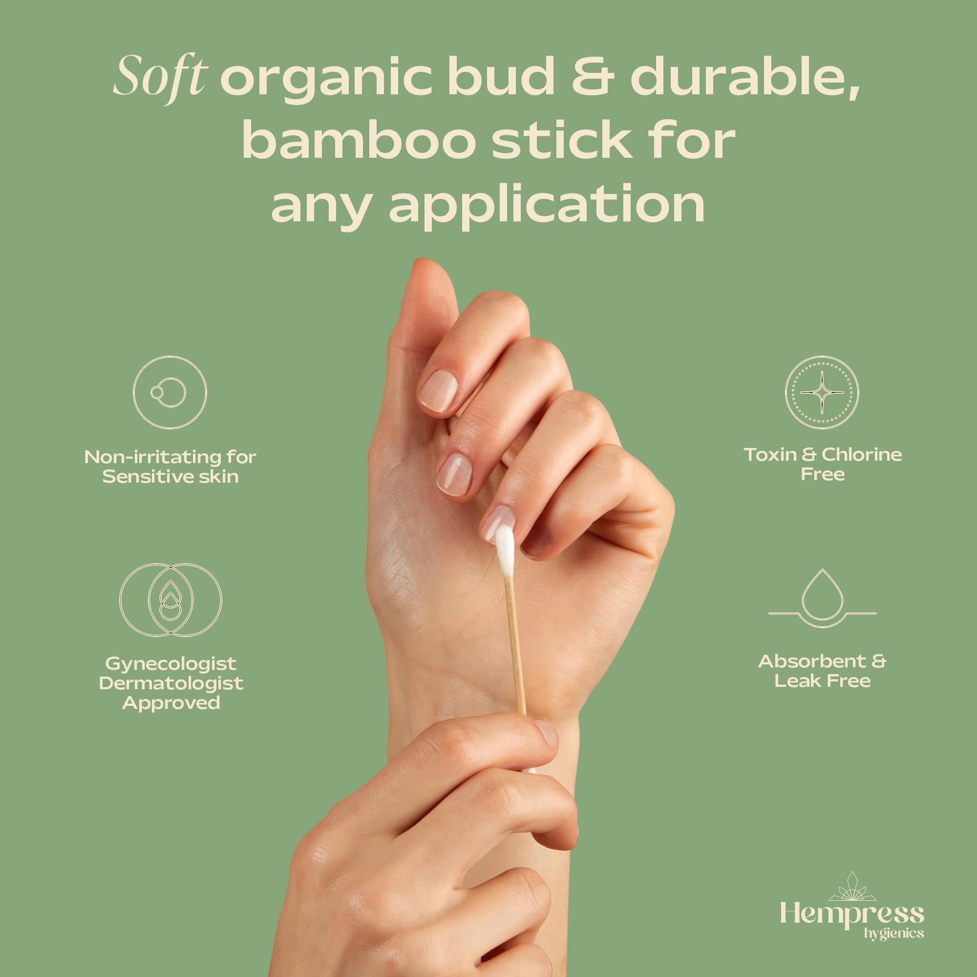 Hempress Hygienics Hemp and Cotton Swabs, 200 Count