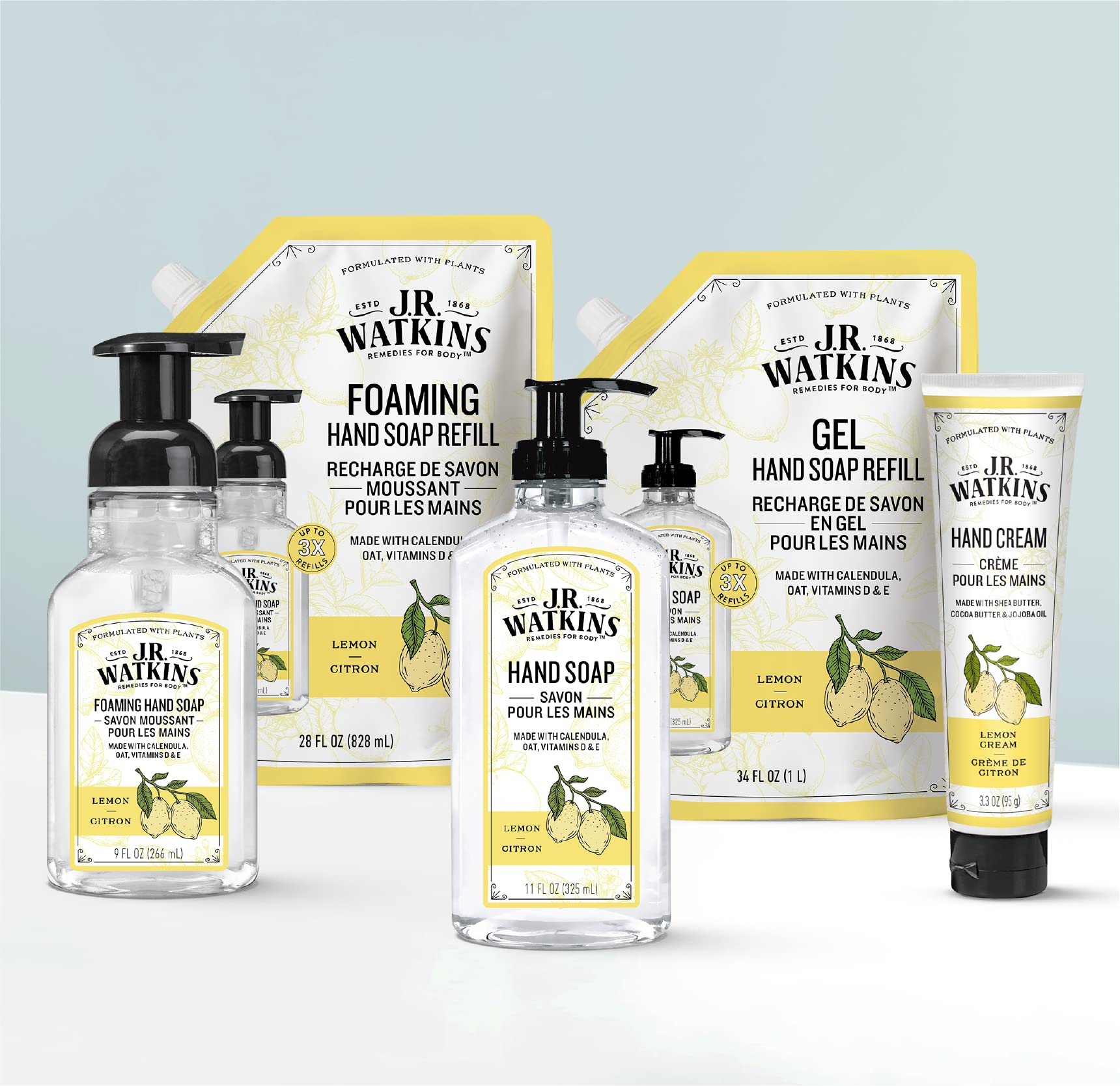 J.R. Watkins Lemon Foaming Hand Soap Refill, Case of 2, 28 fl oz
