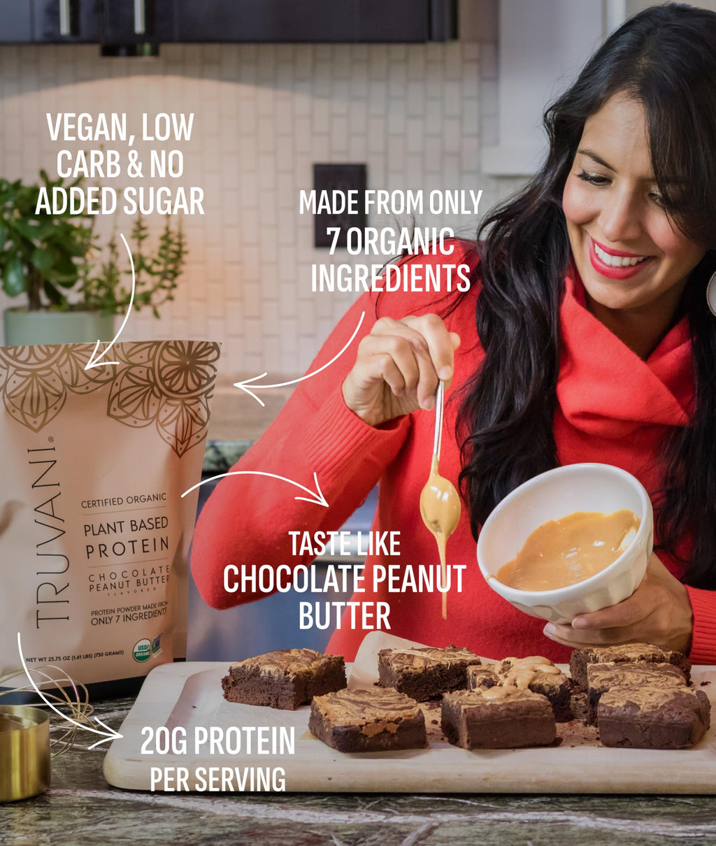 Truvani Organic Peanut Butter Chocolate Protein Powder, 25.75 oz