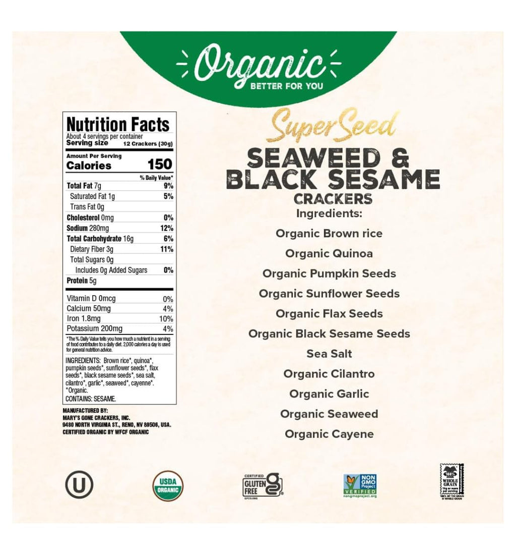 Mary's Gone Crackers Real Thin Organic Garlic Rosemary Crackers, Case of 6, 4 oz