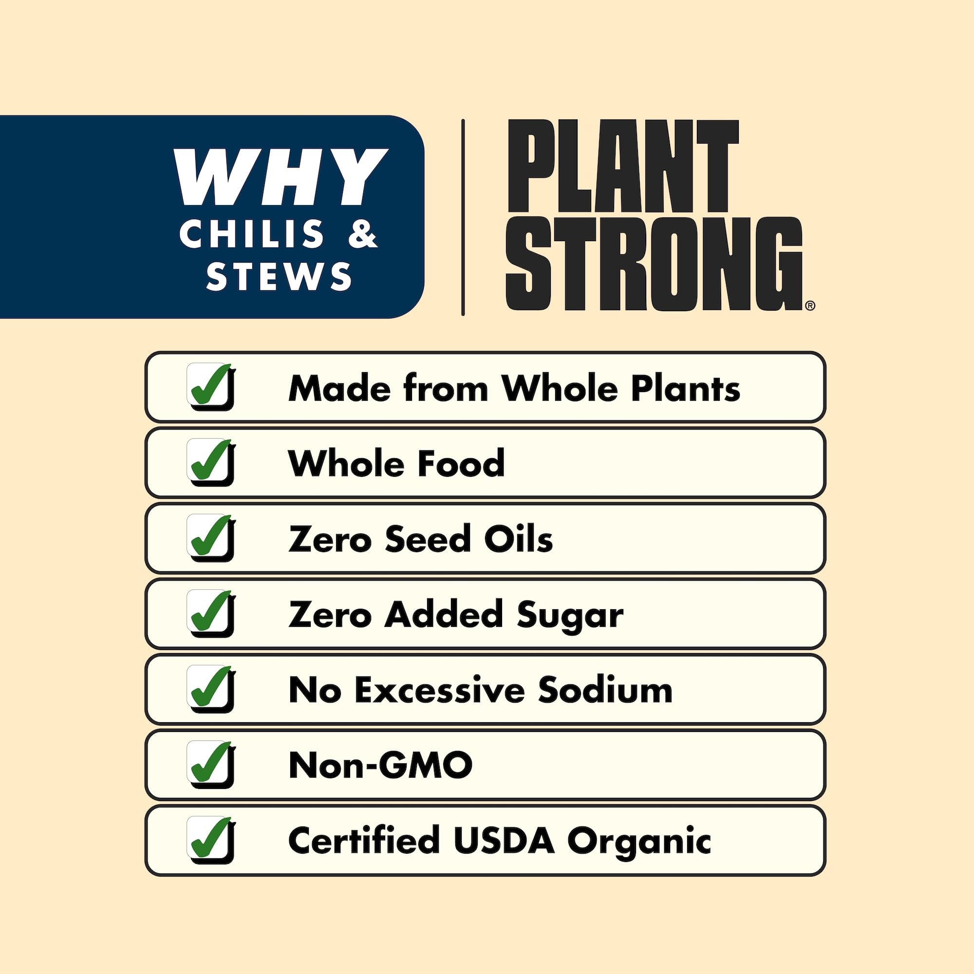 PLANTSTRONG Organic Black Bean Chili, Case of 6, 14.5 oz