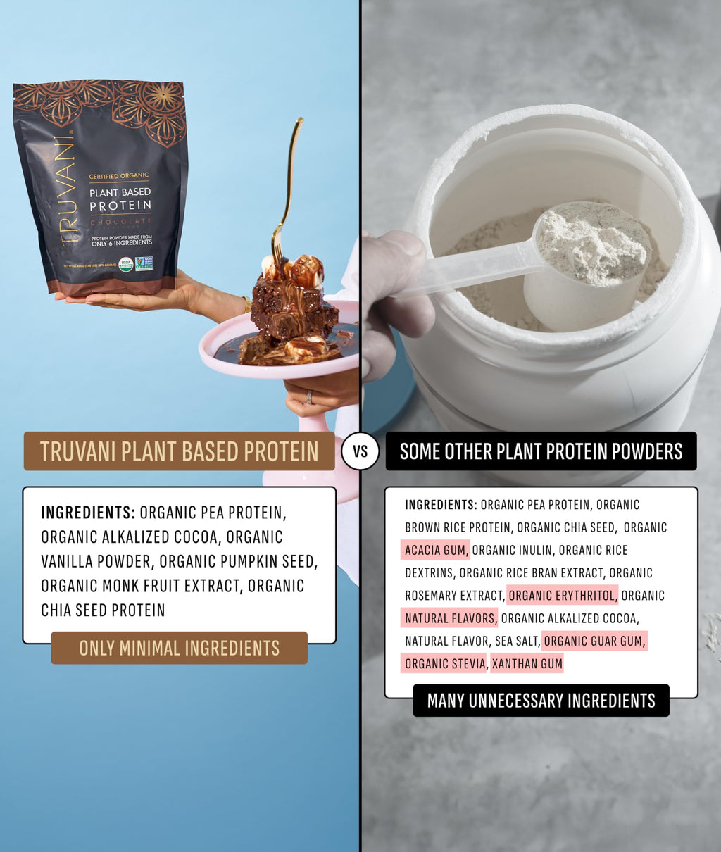 Truvani Organic Chocolate Protein Powder, 11.82 oz