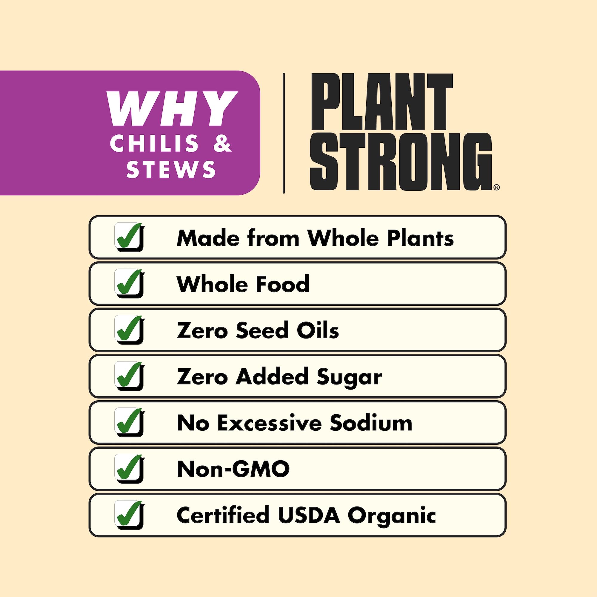 PLANTSTRONG Organic Bold Lentil Chili, Case of 6, 14.5 oz