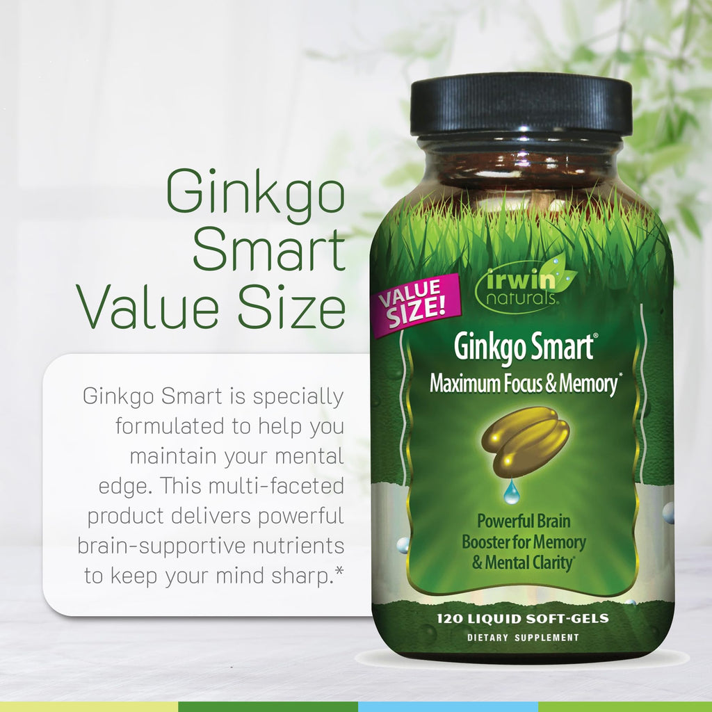 Irwin Naturals Ginkgo Smart Value Size Liquid Soft-Gels, 120 Count