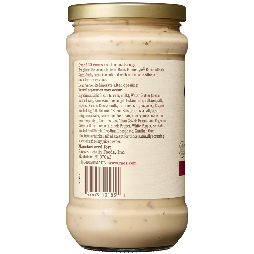 Rao's Homemade Bacon Alfredo Sauce, Case of 6, 15 oz Each