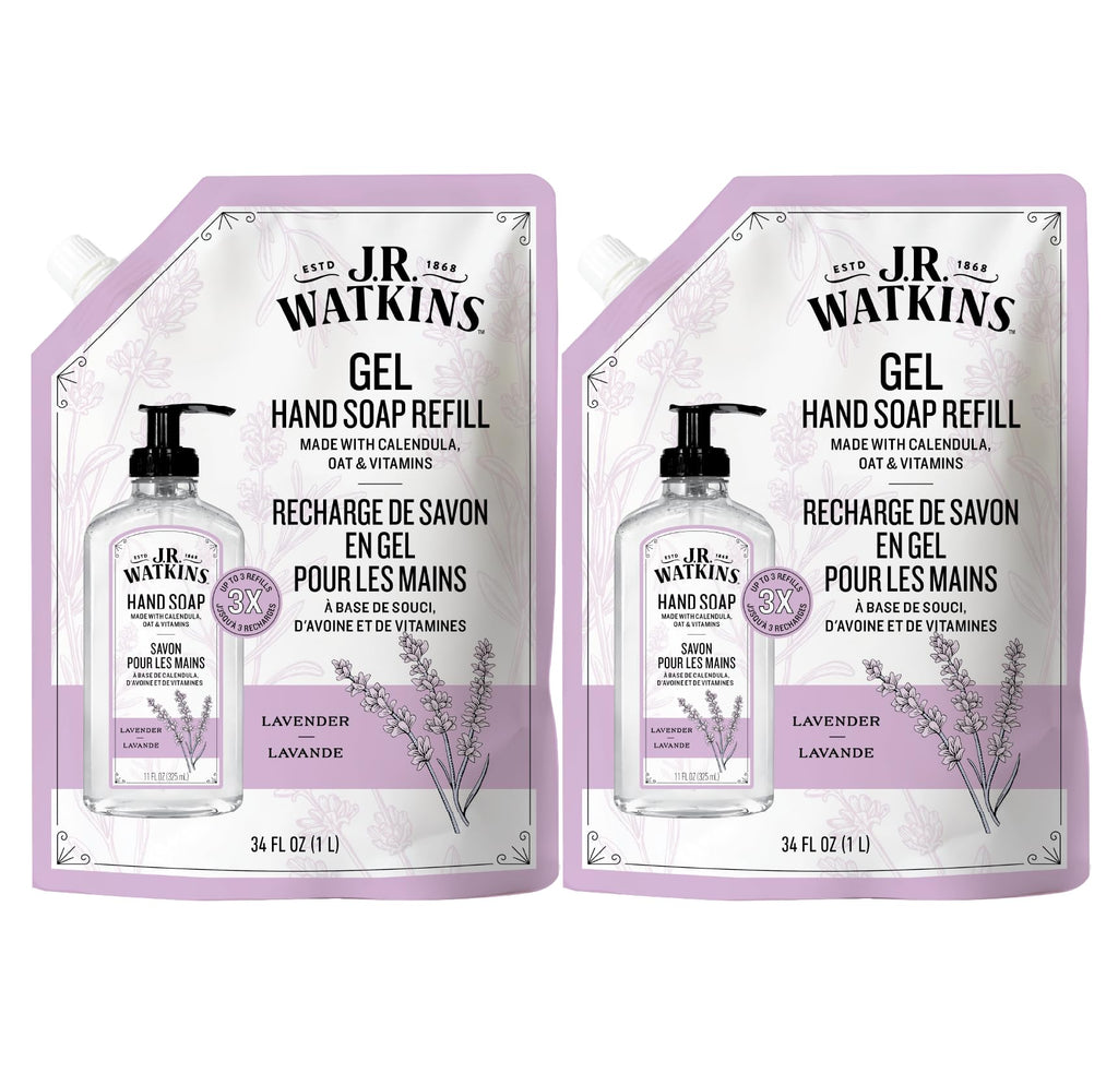 J.R. Watkins Lavender Gel Hand Soap Refill, Case of 2, 34 fl oz Each