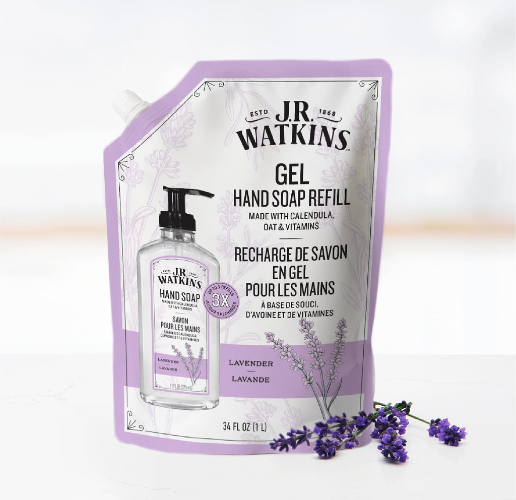 J.R. Watkins Lavender Gel Hand Soap Refill, Case of 2, 34 fl oz Each