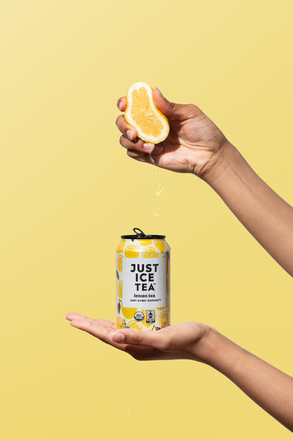 Just Ice Tea Organic Lemon Black Tea, Case of 6, 4-Pack 12 fl oz Cans