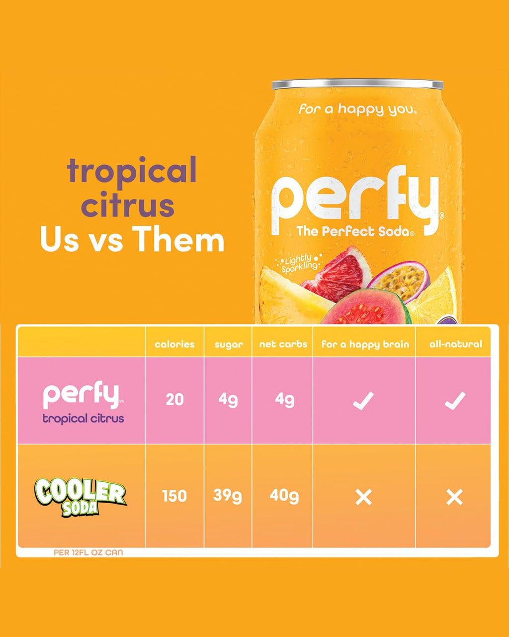 Perfy Tropical Citrus Drink, Case of 12, 12 fl oz
