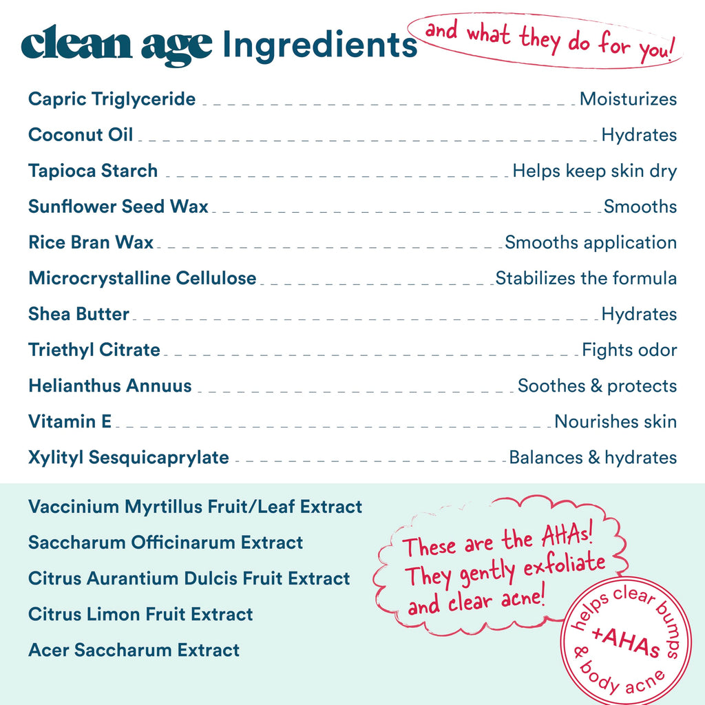 Clean Age Fresh AHA Deodorant, Case of 3, 2.25 oz