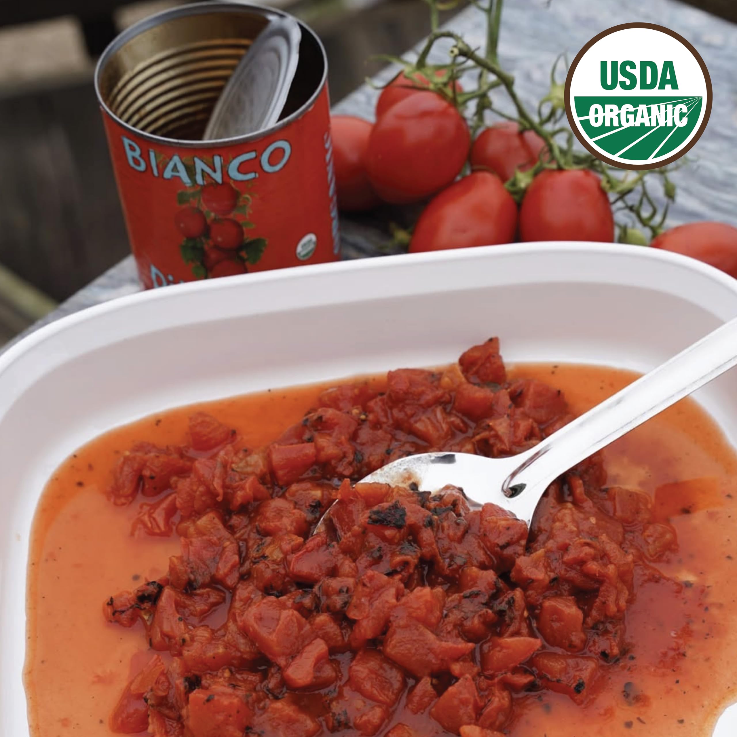 Bianco Dinapoli Organic Fire Roasted Diced Tomatoes, Case of 12, 14.5 oz