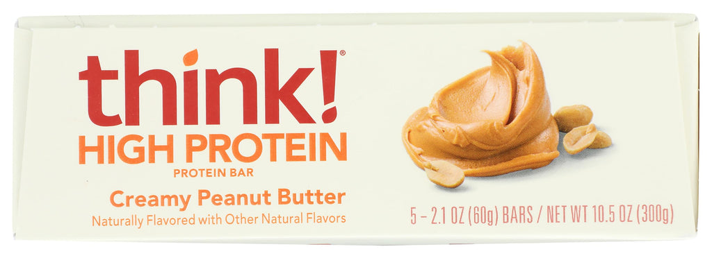 think! High Protein Creamy Peanut Butter Bars, Case of 6, 10.5 Ounce Boxes