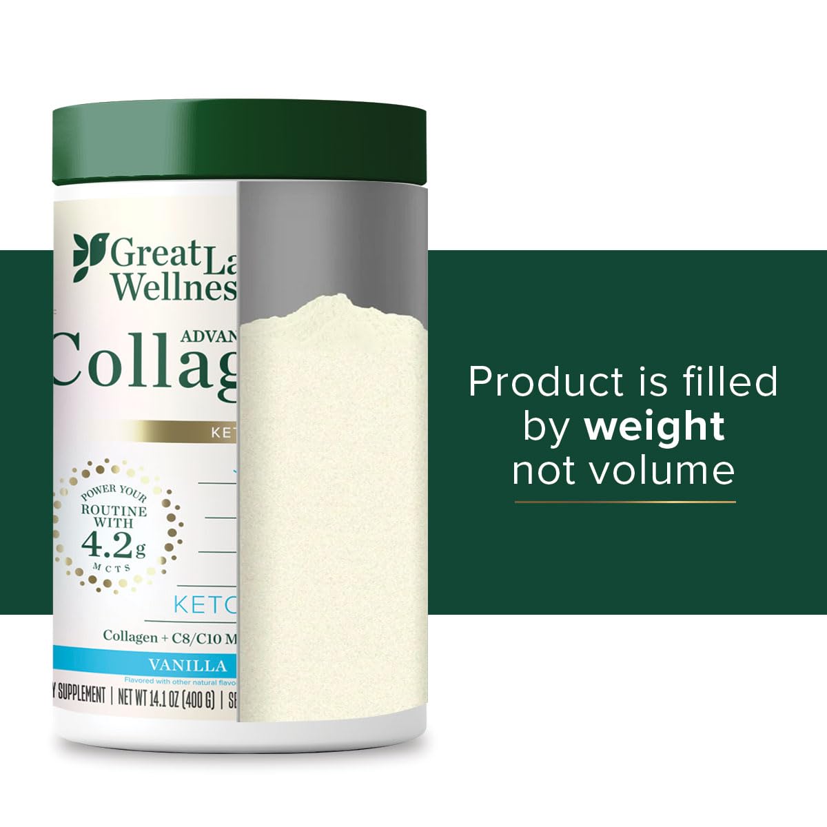Great Lakes Wellness Daily Keto Collagen Non-Dairy Creamer, Vanilla, 14.1 Ounce