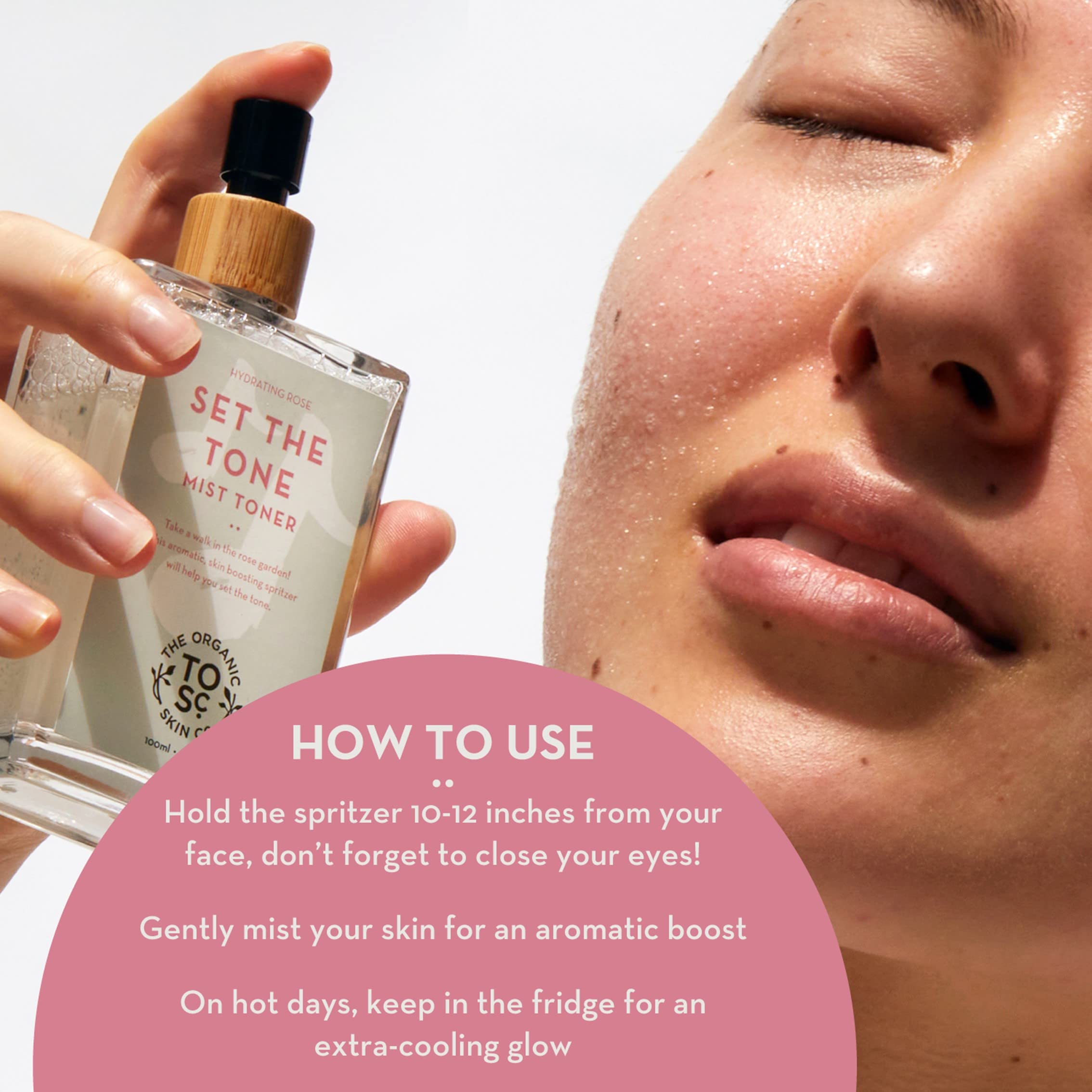 The Organic Skin Co Set The Tone Rose Water Toner and Hydrating Face Mist, 3.4 Fluid Ounce