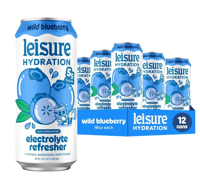 Leisure Project Blueberry Electrolyte Water, Case of 12, 16 Fluid Ounce Bottles