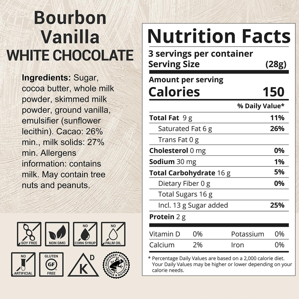 Milkboy Swiss White Chocolate Bourbon Vanilla Bar, Case of 10, 3 Ounce Bars