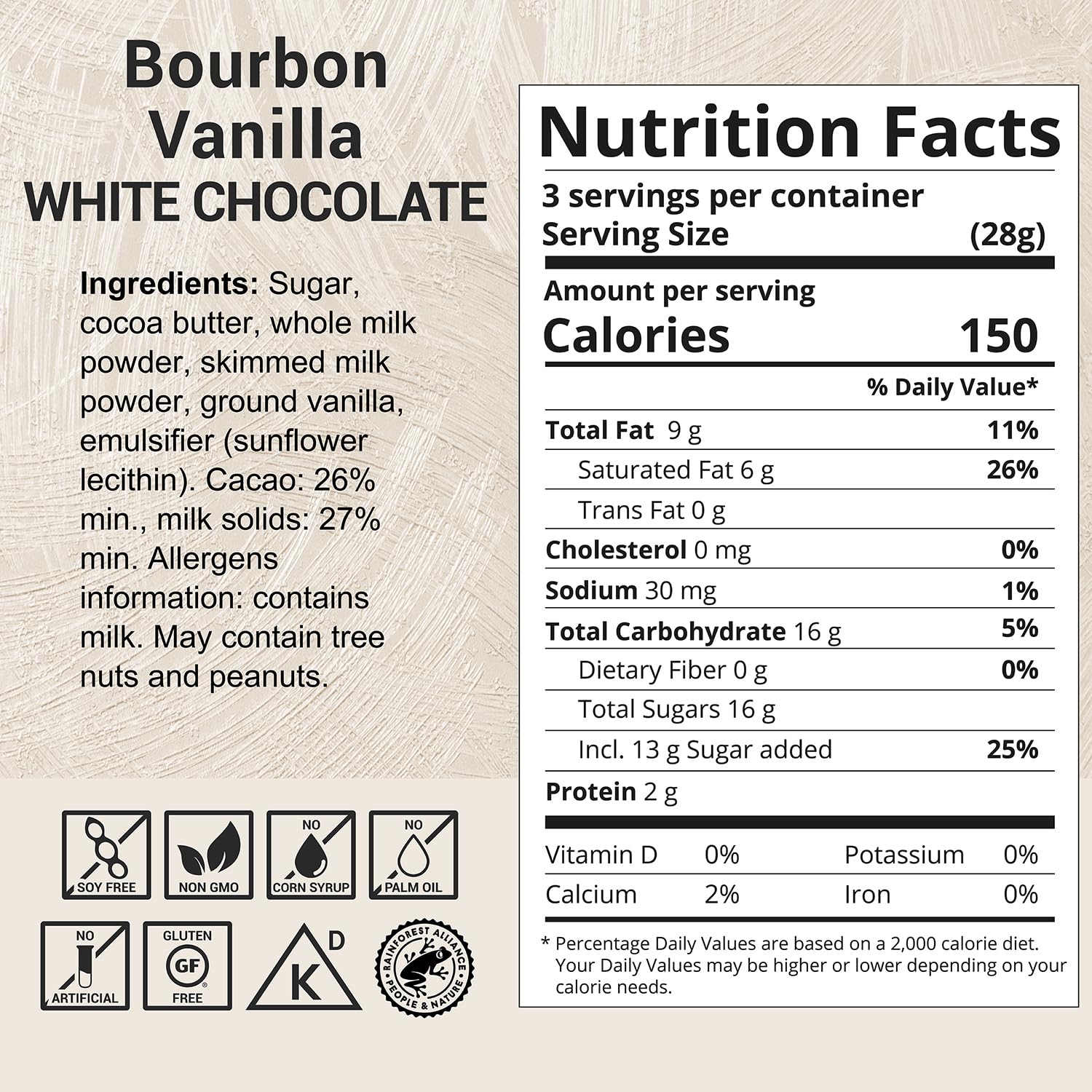 Milkboy Swiss White Chocolate Bourbon Vanilla Bar, Case of 10, 3 Ounce Bars