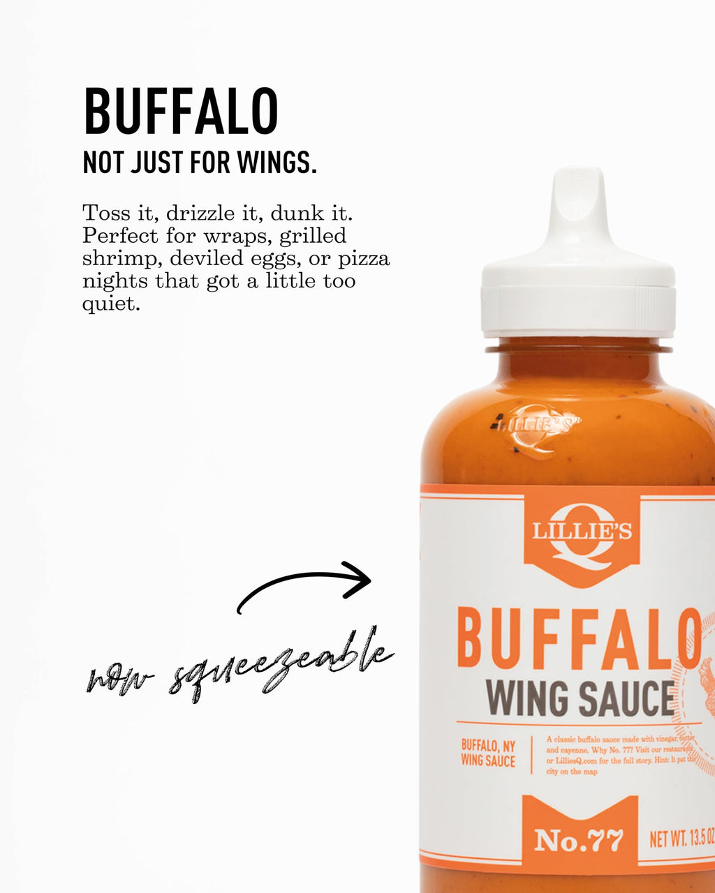 Lillie's Q Buffalo Wing Sauce, Case of 6, 13.5 Fluid Ounce Bottles