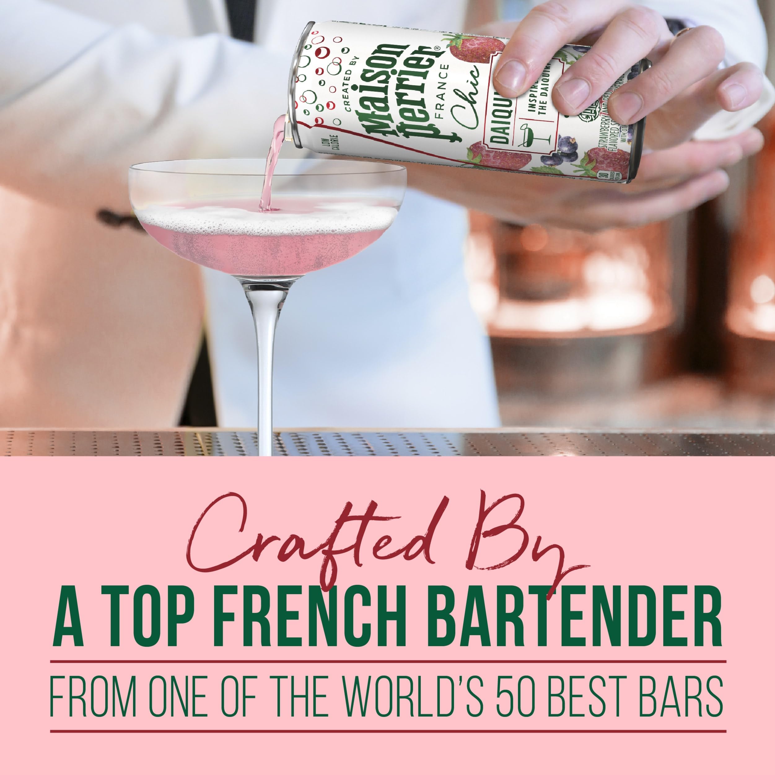 Maison Perrier Chic Daiqui'Red Strawberry and Red Fruits Mocktail Mixers, Case of 6 Packs, 4 Count, 8.5 Fl Oz Each
