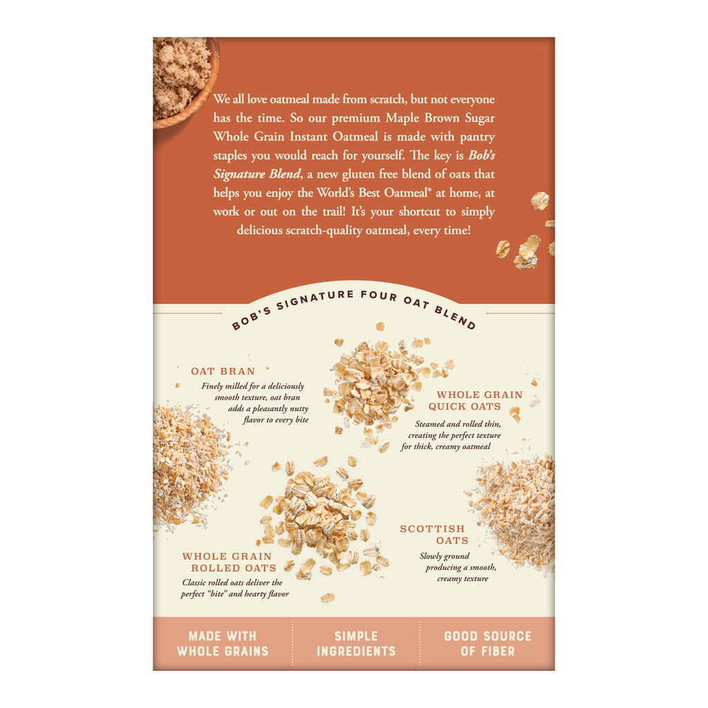 Bob's Red Mill Brown Sugar Maple Instant Oatmeal, Case of 4, 9.52 Ounce Boxes