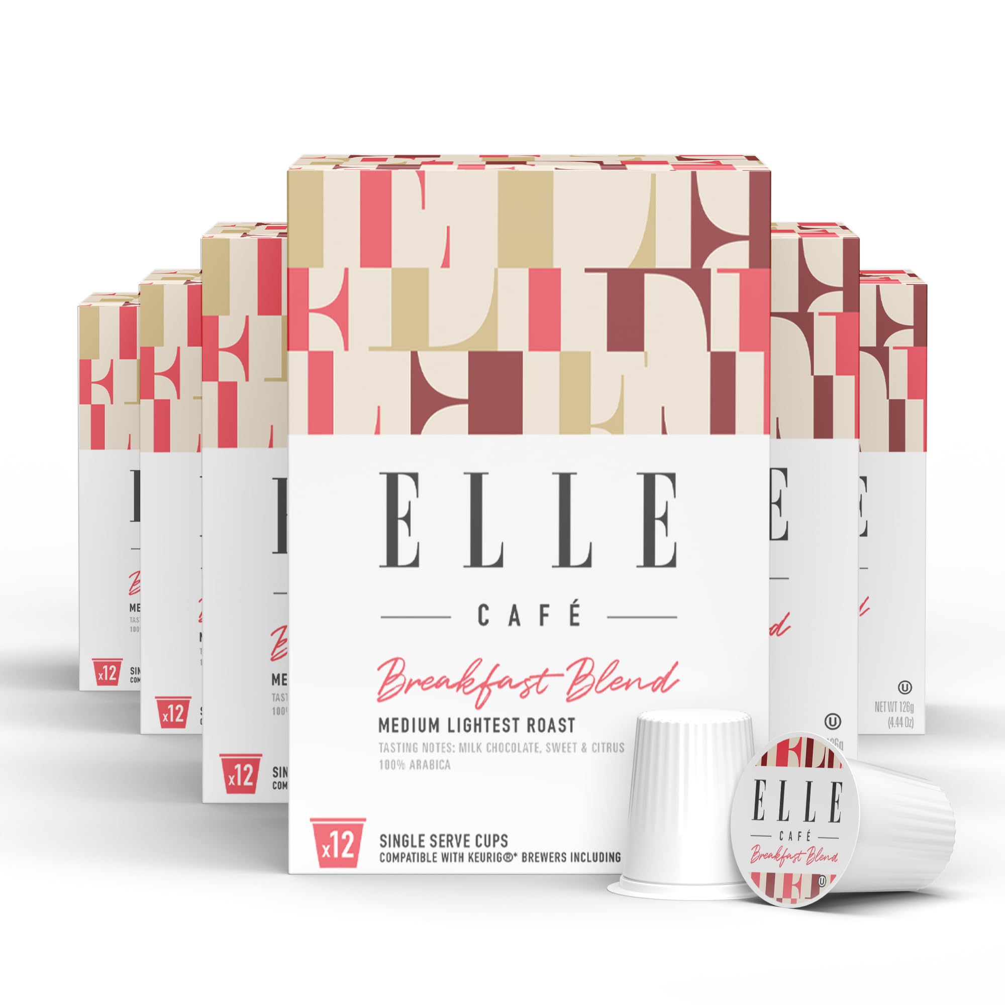 Elle Cafe Organic Breakfast Blend Coffee, Case of 6, 12 Count