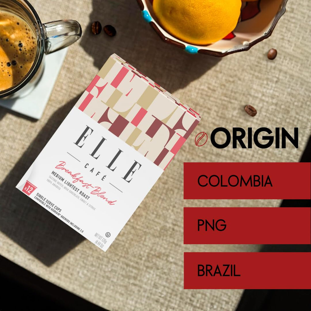 Elle Cafe Organic Breakfast Blend Coffee, Case of 6, 12 Count