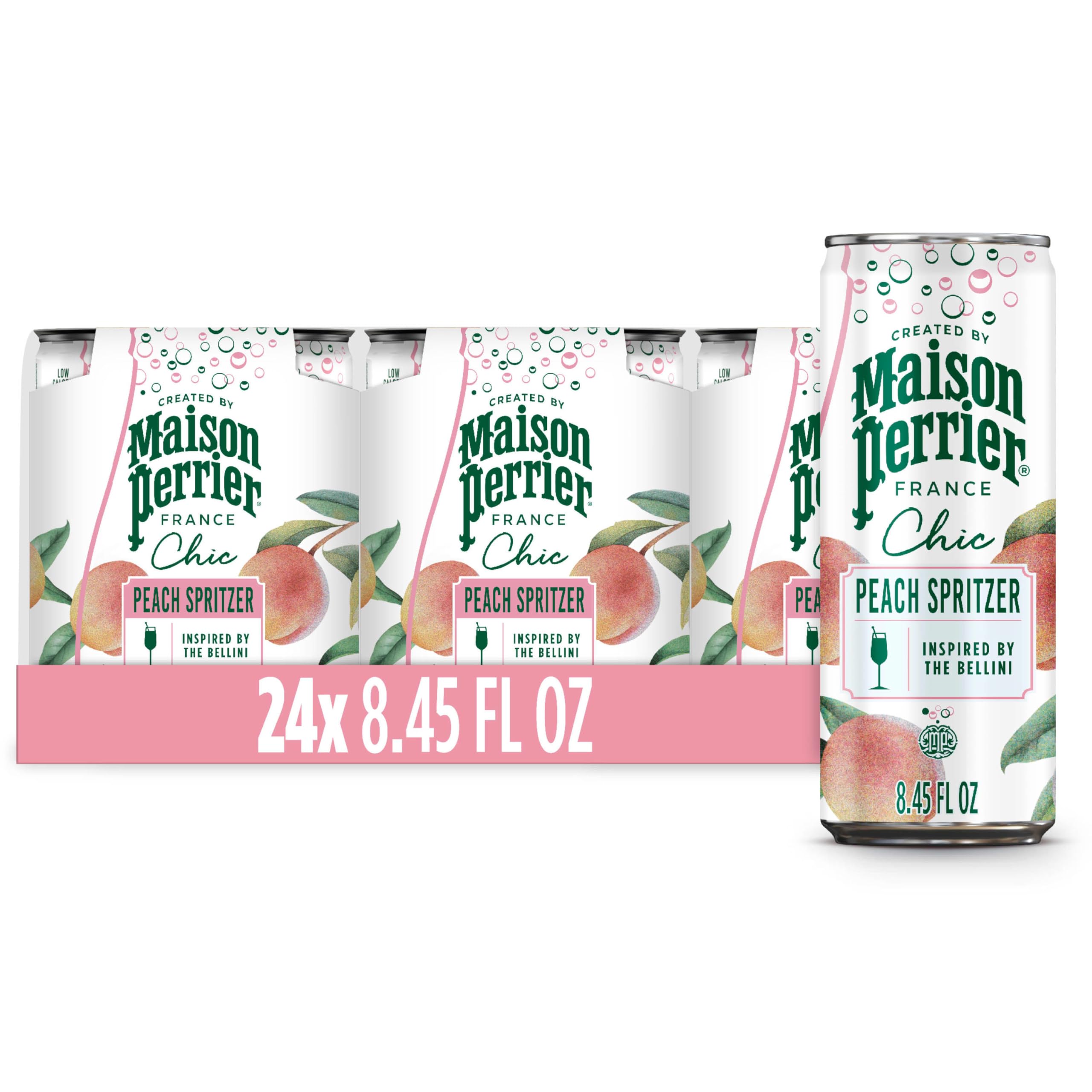 Maison Perrier Chic Peach Spritz Sparkling Beverage, Case of 6, 4 Pack, 8.5 Fluid Ounce