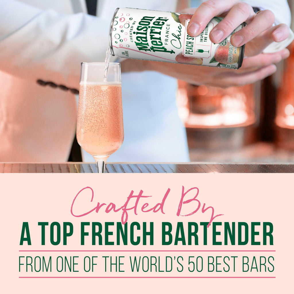 Maison Perrier Chic Peach Spritz Sparkling Beverage, Case of 6, 4 Pack, 8.5 Fluid Ounce