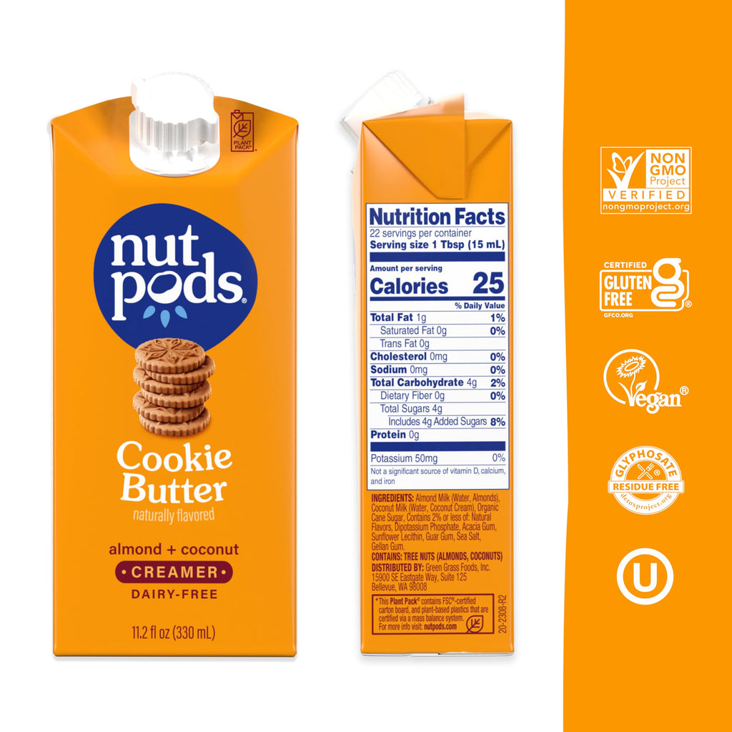 Nutpods Cookie Butter Almond and Coconut Creamer, Case of 12, 11.2 Fluid Ounce