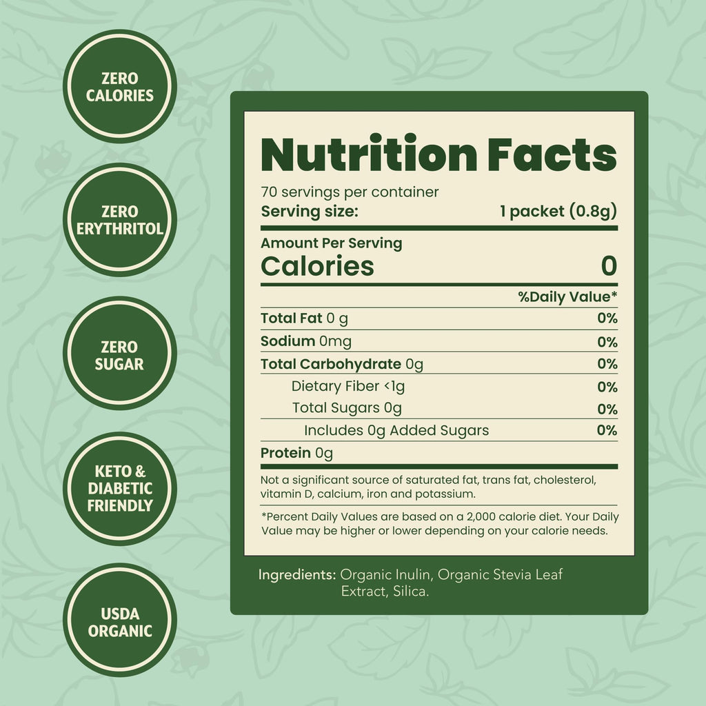 SweetLeaf Organic Stevia Powder Packets Sugar Substitute, Case of 6, 70 Count