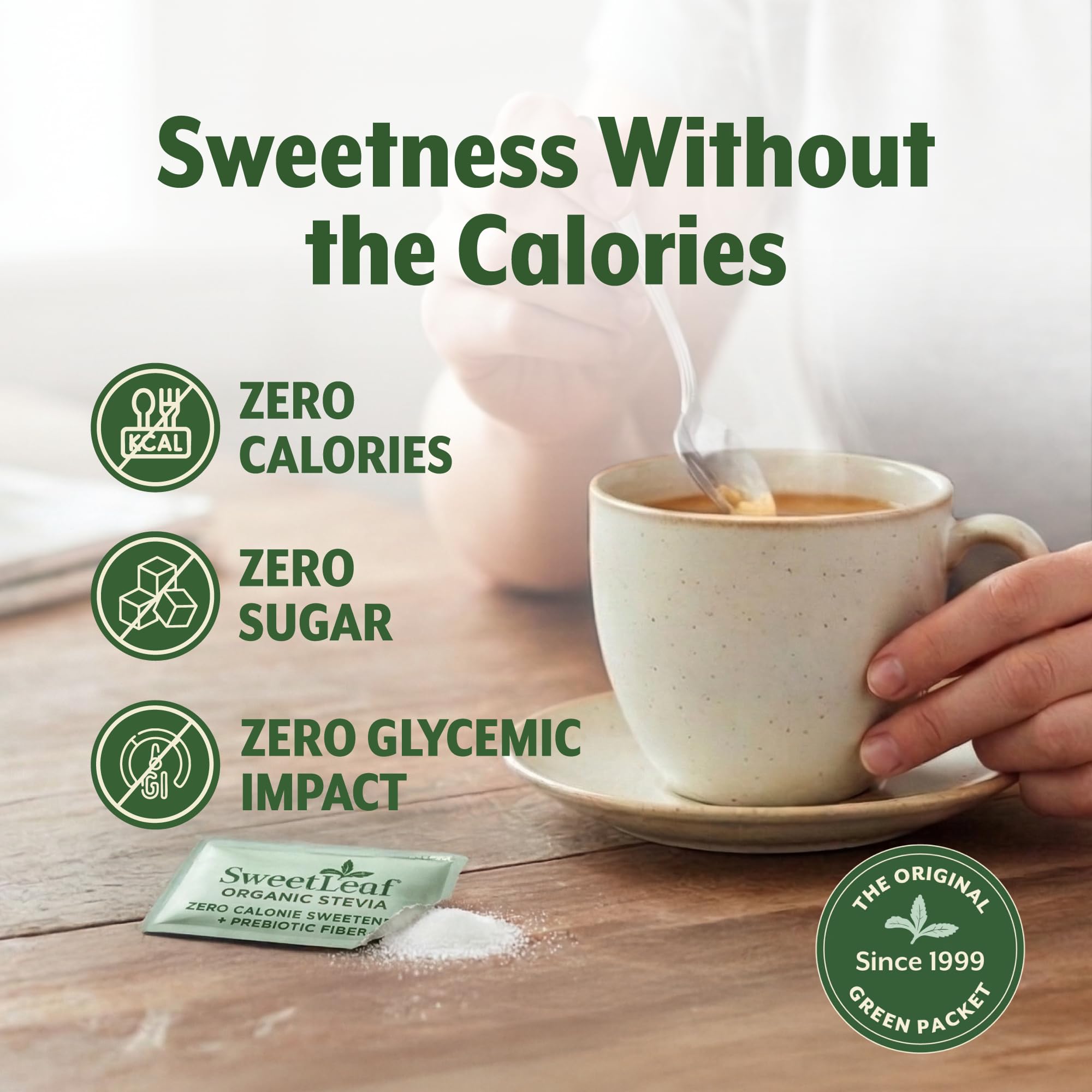 SweetLeaf Organic Stevia Powder Packets Sugar Substitute, Case of 6, 70 Count