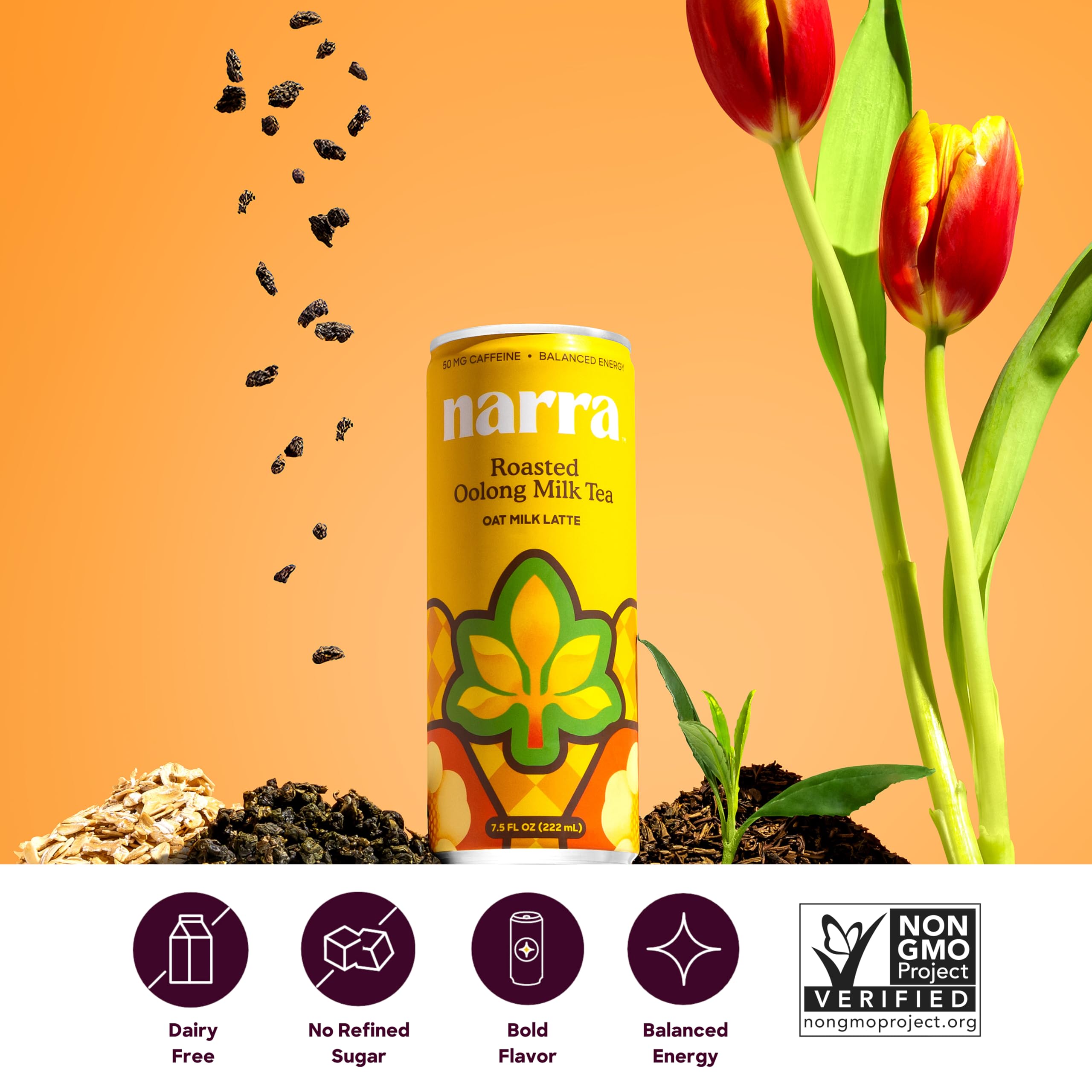 Narra Oat Milk Oolong Latte, Case of 12, 7.5 Fluid Ounce