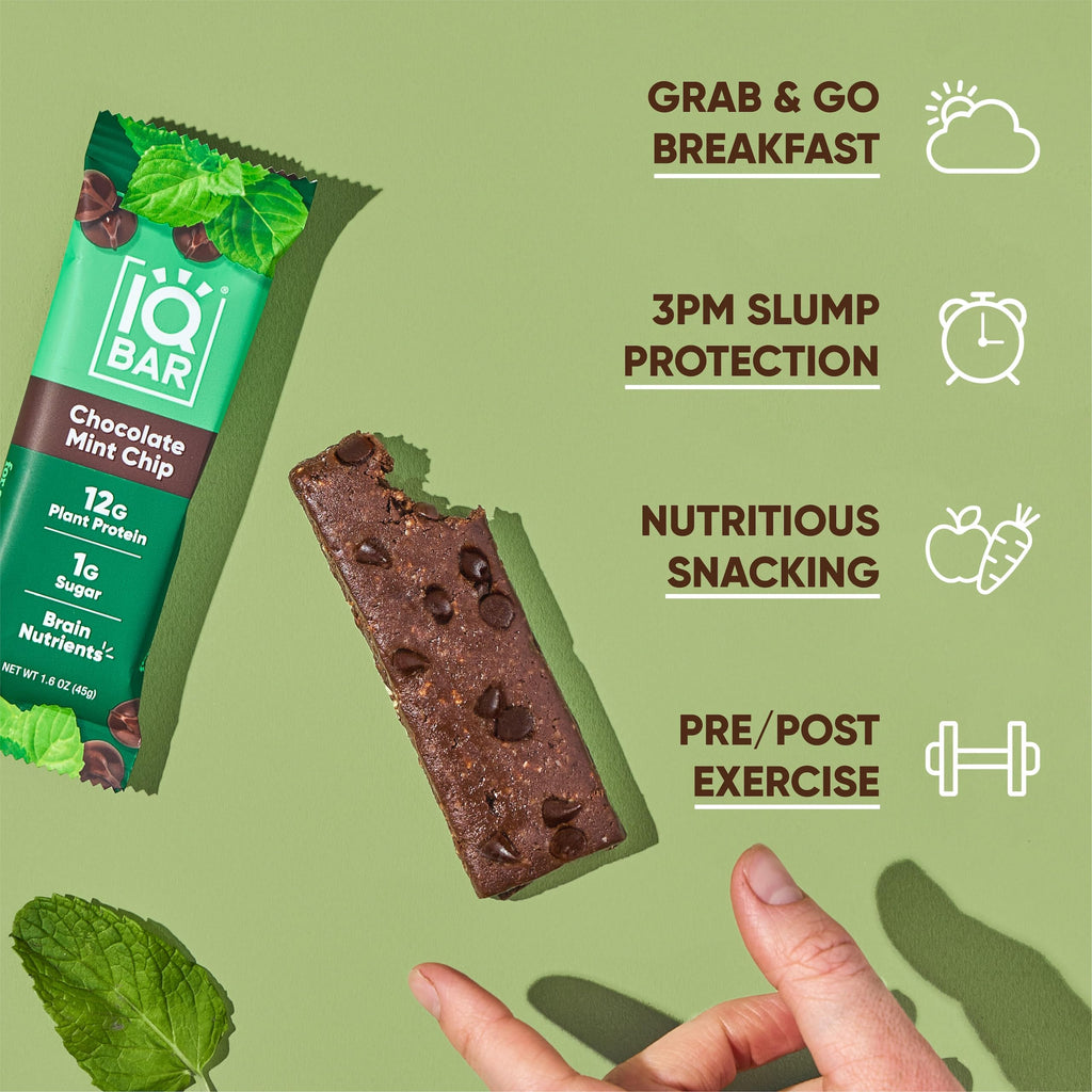 IQBAR Chocolate Mint Chip Bar, Case Of 12, 1.6 Oz
