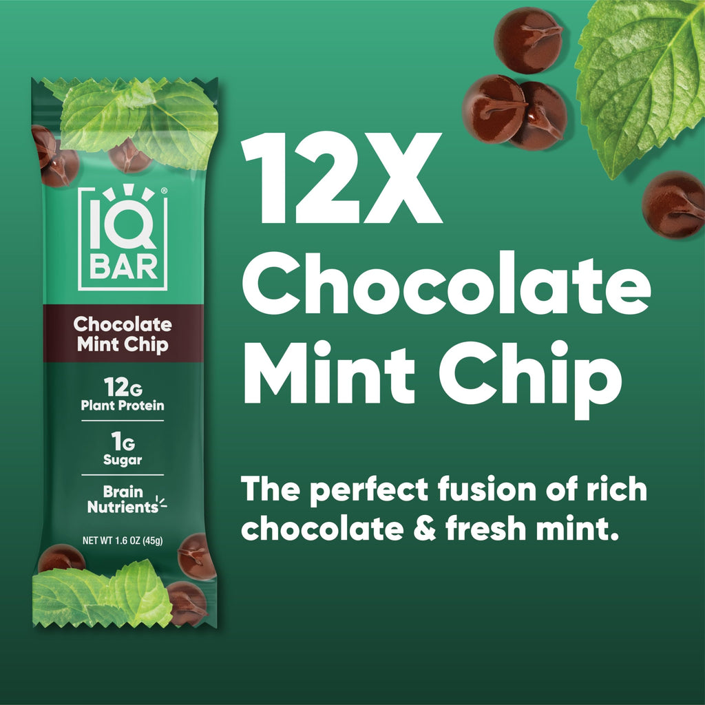 IQBAR Chocolate Mint Chip Bar, Case Of 12, 1.6 Oz